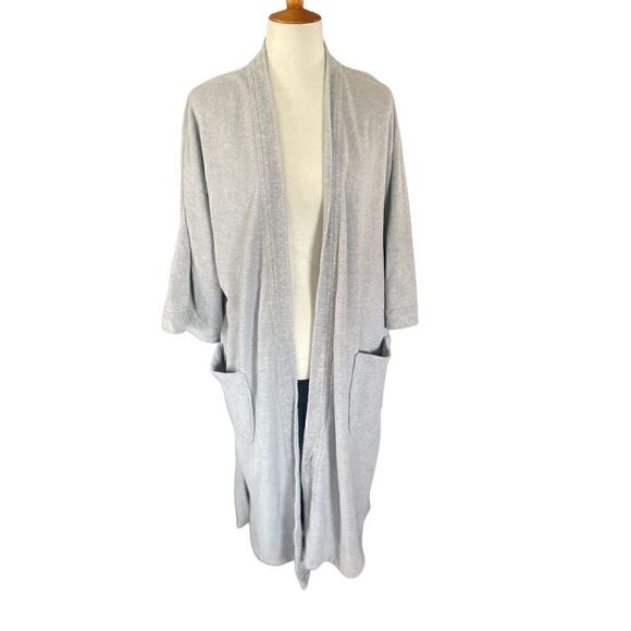 Joseph Abboud Cotton Blend Light Gray Luxury Mens Robe One Size-EUC - Picture 8 of 10